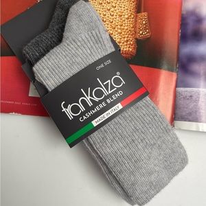 2 PR Frankalza Italy Ladies Boot Socks Merino Wool / Cashmere Blend